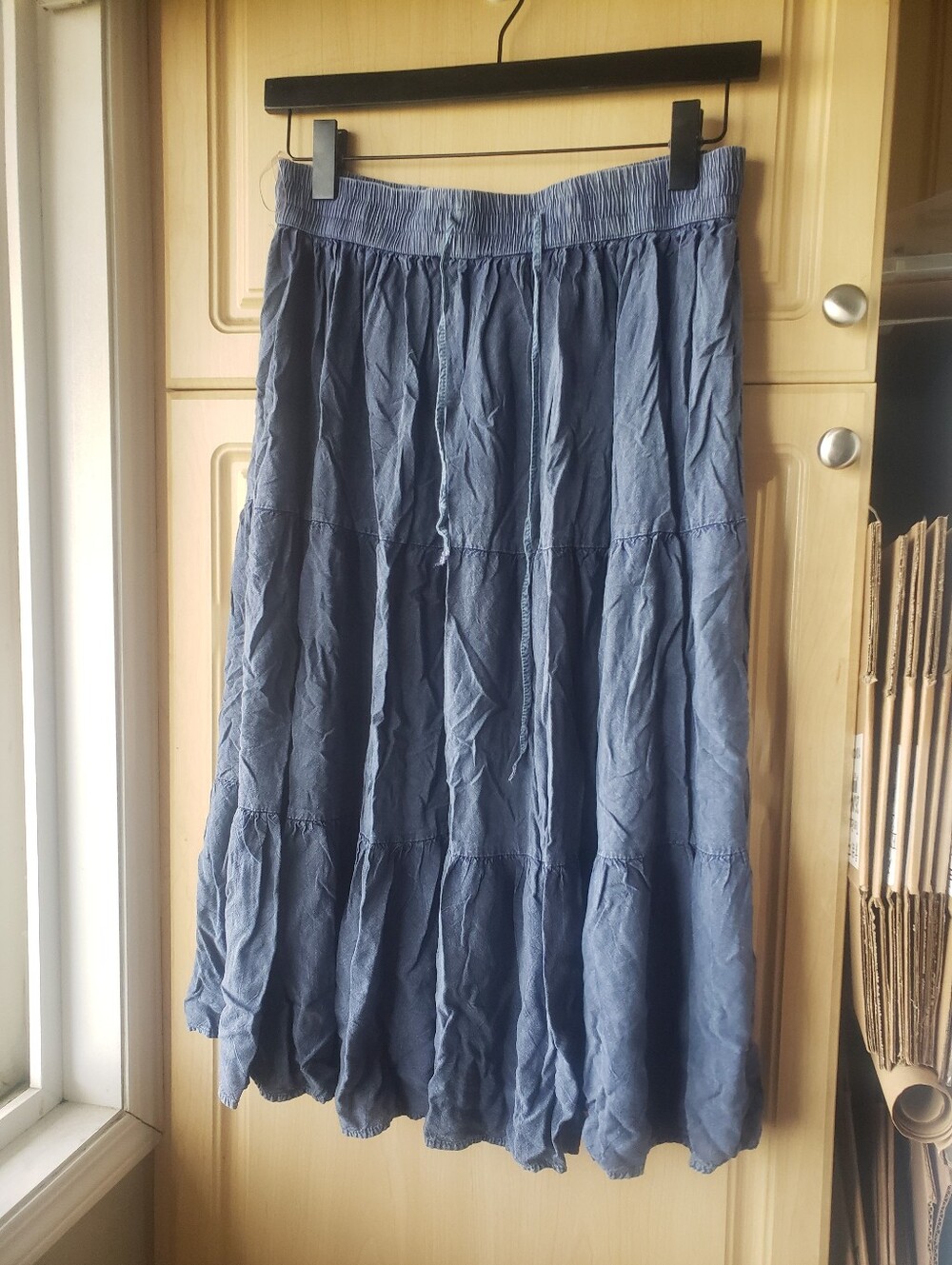 Mlle Gabrielle Blue Tiered Maxi Skirt